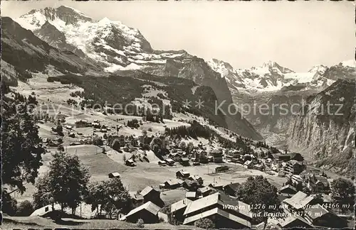 Wengen BE mit Jungfrau und Breithorn Kat. Wengen