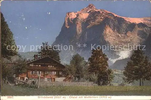 Grindelwald Chalet mit Wetterhorn Kat. Grindelwald