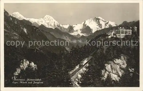 Interlaken BE Heimwehfluh Eiger Moench und Jungfrau Kat. Interlaken