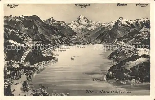 Vierwaldstaettersee SZ Panoramakarte Kat. Brunnen