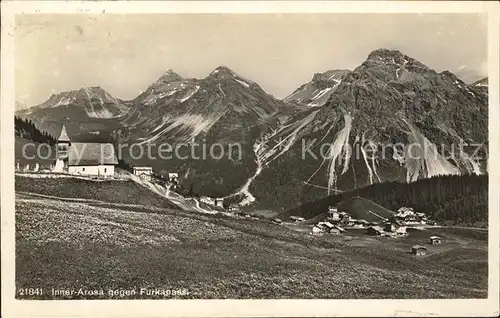 Inner Arosa mit Kirchlein und Furkapass / Innerarosa /Bz. Plessur