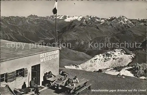 Weissfluhgipfel Restaurant gegen Silvrette und Piz Linard Kat. Weissfluh