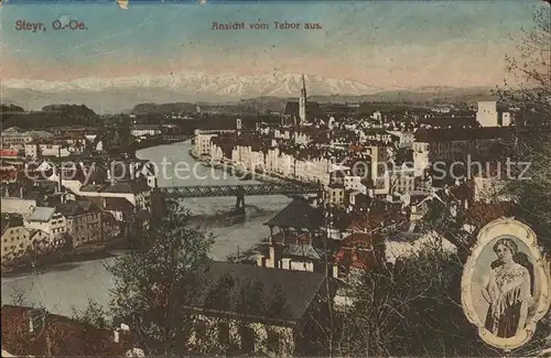 Steyr Enns Oberoesterreich Ansicht vom Tabor aus Kat. Steyr