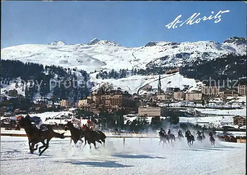 St Moritz GR Panorama Poloturnier Corviglia und Piz Nair Kat. St Moritz