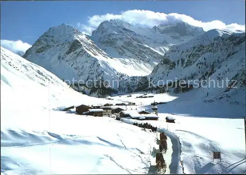 Sertig Doerfli Pferdeschlittenfahrt Mittagshorn Plattenflue und Hoch Ducan Kat. Sertigpass