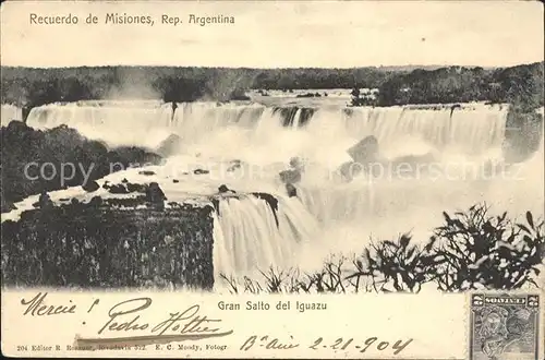 Argentinien Recuerdo de Misiones Wasserfaelle Kat. Argentinien