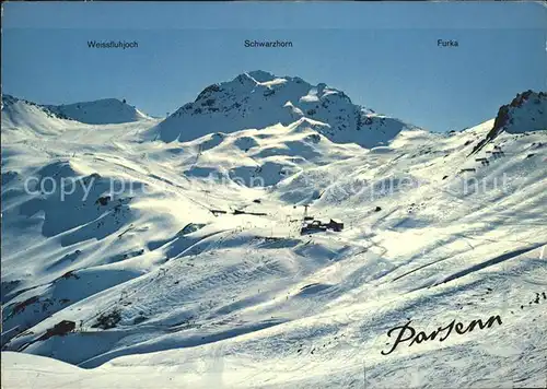 Davos Parsenn GR Parsennhuette mit Schwarzhorn und Parsenn Furka / Davos /Bz. Praettigau-Davos