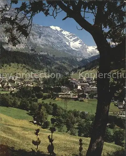 Leukerbad mit Balmhorn und Gitzifurgge Kat. Loeche les Bains