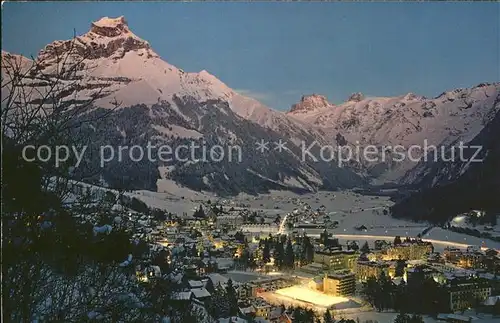 Engelberg OW bei Nacht mit Hahnen und Spannoerter Kat. Engelberg