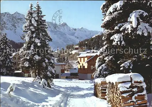 Arosa GR Ortsblick mit Elzhorn und Rothorn Kat. Arosa