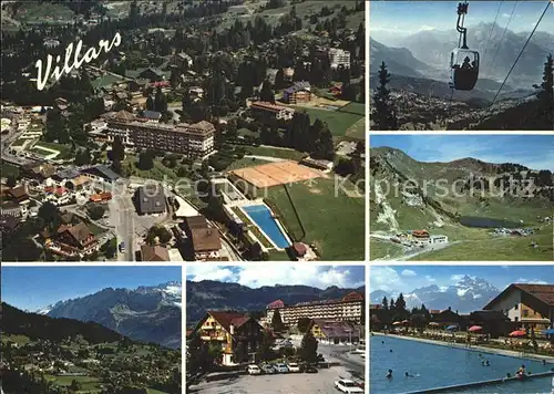 Villars Chesieres Fliegeraufnahme Schwimmbad Seilbahn /  /