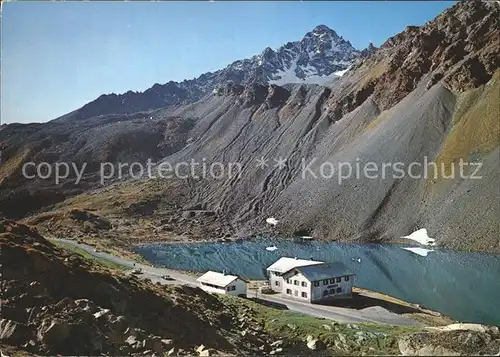 Flueelapass Hospiz mit See und Schwarzhorn / Flueela /Rg. Davos Dorf