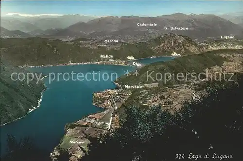 Lago di Lugano und Umgebung Panorama Kat. Italien