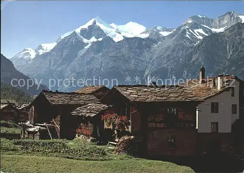 Graechen VS Haeusergruppe mit Weisshorn Kat. Graechen