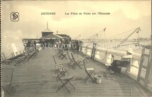 Ostende Flandre Filets de Peche sur l Estacade Kat. 