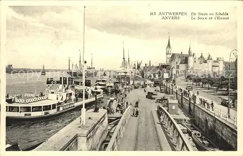 Anvers Antwerpen Le Steen et l Escaut Chateau Bateau Kat. 