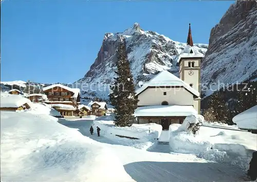 Grindelwald Dorfpartie Kirche Wetterhorn Kat. Grindelwald