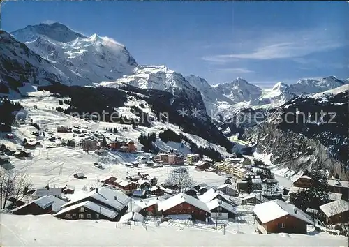 Wengen BE mit Jungfrau und Breithorn Kat. Wengen