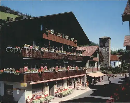 Adelboden Hotel Baeren Dorfstrasse und Kirche Kat. Adelboden