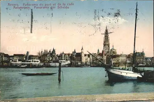 Anvers Antwerpen Port et la Rade Bateau Eglise Schelde Kirche Kat. 