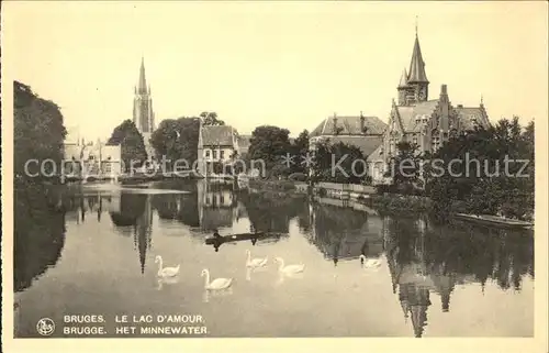 Bruges Flandre Lac d Amour Eglise Schwaene Kat. 