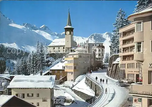 Arosa GR Dorfstrasse mit Kirche Kat. Arosa