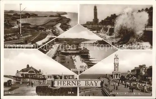 Herne Bay Panorama Rough Sea Pier Clock Tower Gardens and Promenade Bandstand Excel Series / City of Canterbury /