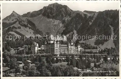 Caux VD Mountain House et Rochers de Naye Vue aerienne Kat. Caux