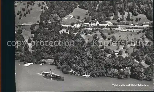 Vierwaldstaettersee SZ Hotel Tellsplatte und Tellskapelle Kat. Brunnen