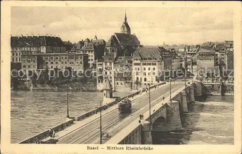 Basel BS Mittlere Rheinbruecke Strassenbahn Kat. Basel