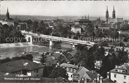 Basel BS Wettsteinbruecke und Muenster Kat. Basel