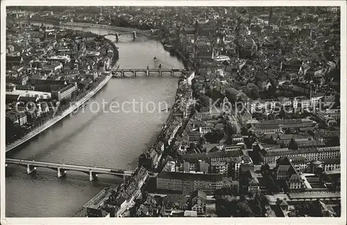 Basel BS Fliegeraufnahme Die drei Rheinbruecken Kat. Basel