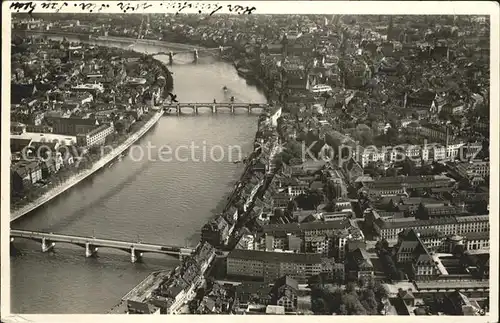 Basel BS Fliegeraufnahme Die drei Rheinbruecken Kat. Basel