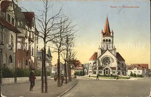 Basel BS Pauluskirche Litho Kat. Basel