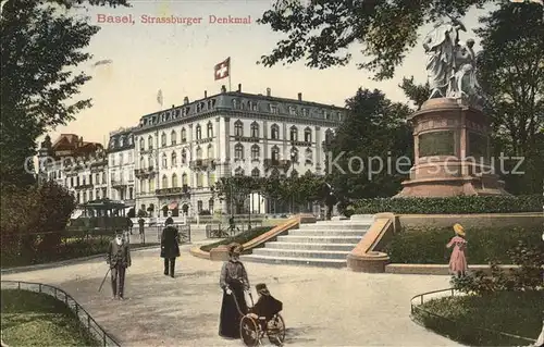 Basel BS Strassburger Denkmal Litho Kat. Basel