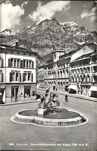 Glarus GL Gemeindehausplatz mit Wiggis Kat. Glarus