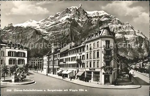 Glarus GL Bahnhof und Burgstrasse mit Wiggis Kat. Glarus