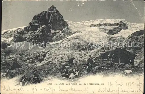 Glarus GL Sanalp und Blick auf den Claridenfirn Kat. Glarus