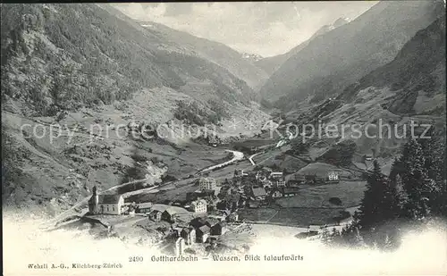 Gotthardbahn bei Wassen Panorama Kat. Eisenbahn