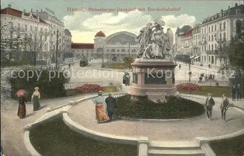 Basel BS Strassburger Denkmal mit Bundesbahnhof Kat. Basel