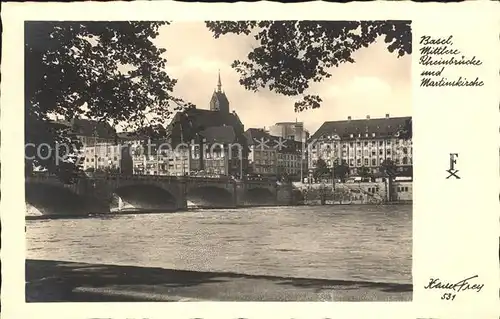 Basel BS Mittlere Rheinbruecke Martinskirche Kat. Basel