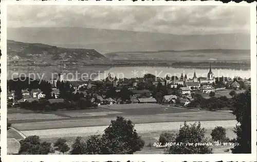 Morat Murten Vue generale lac et Vully Kat. Murten