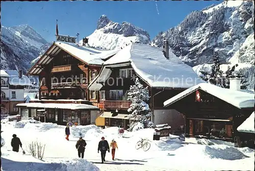 Kandersteg BE Dorfstrasse im Winter Hotel Adler Kat. Kandersteg