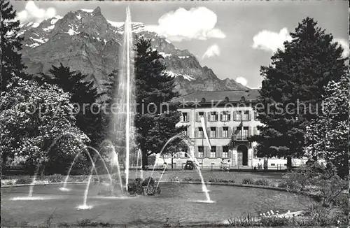 Glarus GL Hotel Glarnerhof mit Volksgarten und Wiggis Kat. Glarus