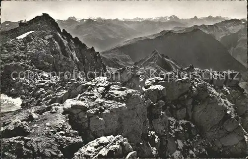 Weissfluhgipfel mit Strelapass Piz Kesch Bernina Tinzenhorn Kat. Weissfluh