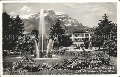 Glarus GL Hotel Glarnerhof mit Volksgarten und Wiggis Kat. Glarus