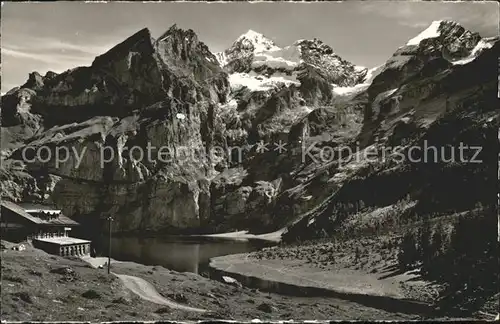 Kandersteg BE mit Oeschinensee Bluemlisalp und Fruendhorn Kat. Kandersteg