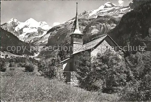 Kandersteg BE Kath Kirche mit Bluemlisalp und Doldenhorn Kat. Kandersteg