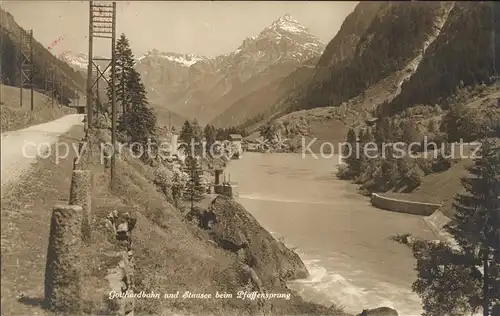 Gotthardbahn mit Stausee beim Pfaffensprung Kat. Eisenbahn