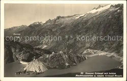 Grimsel Pass Stausee mit Abschlussstellen und neuem Grimsel Hospiz / Grimsel /Rg. Innertkirchen